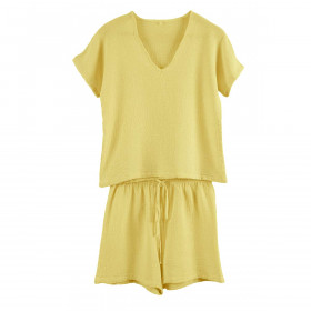 Ensemble Short et Tee Shirt SYMI en Gaze Lin et Coton