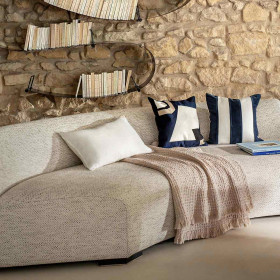 Housse de Coussin à Rayures Velours et Lin BRISBANE