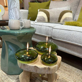 Lampe à Huile de Paraffine - Ellipse Décorative Green en Verre Soufflé - 3 Tailles