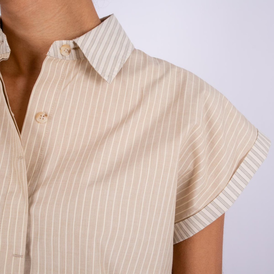 Chemise Coton Sans Manches Rosalia Sand Strip Hod Paris