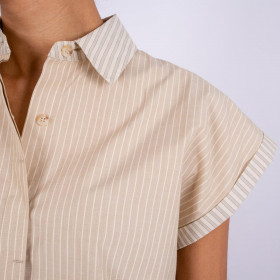 Chemise Coton Sans Manches Rosalia Sand Strip Hod Paris