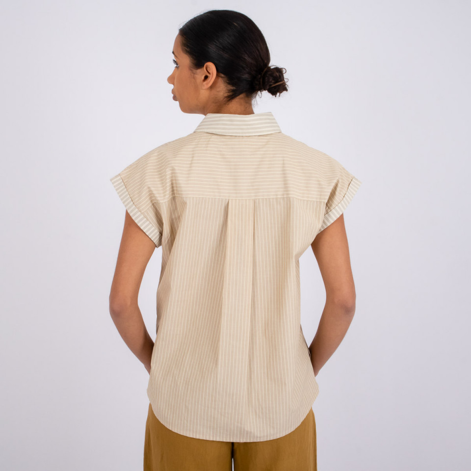 Chemise Coton Sans Manches Rosalia Sand Strip Hod Paris