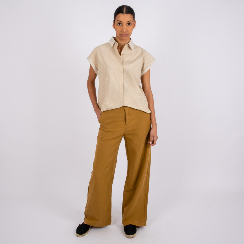 Chemise Coton Sans Manches Rosalia Sand Strip Hod Paris