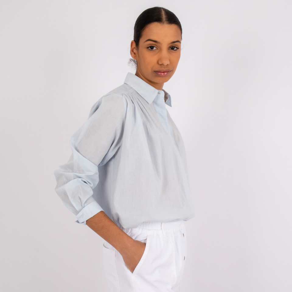Chemise Unie Manches Longues Gaze de Coton Madrid