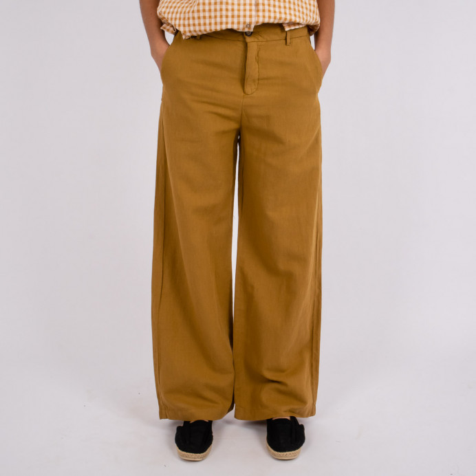 Pantalon Large en Lin Pacifie Bronze Hod Paris