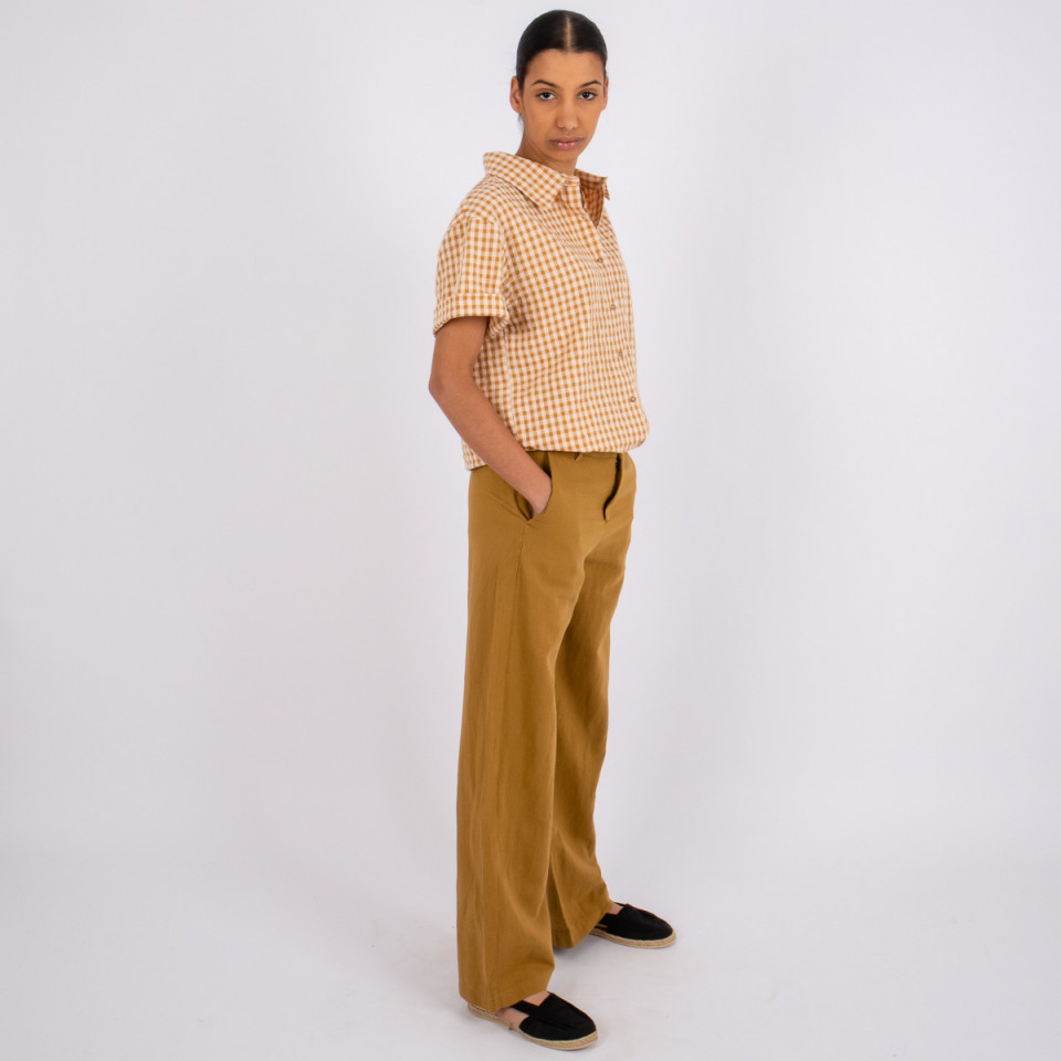 Pantalon Large en Lin Pacifie Bronze Hod Paris