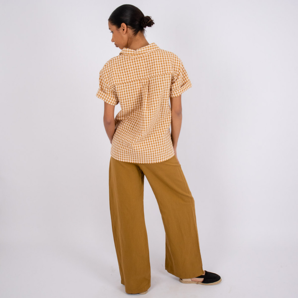 Pantalon Large en Lin Pacifie Bronze Hod Paris