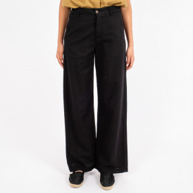 Pantalon Large en Lin Pacifie Black Hod Paris