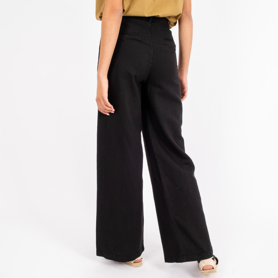 Pantalon Large en Lin Pacifie Black Hod Paris