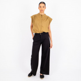 Pantalon Large en Lin Pacifie Black Hod Paris
