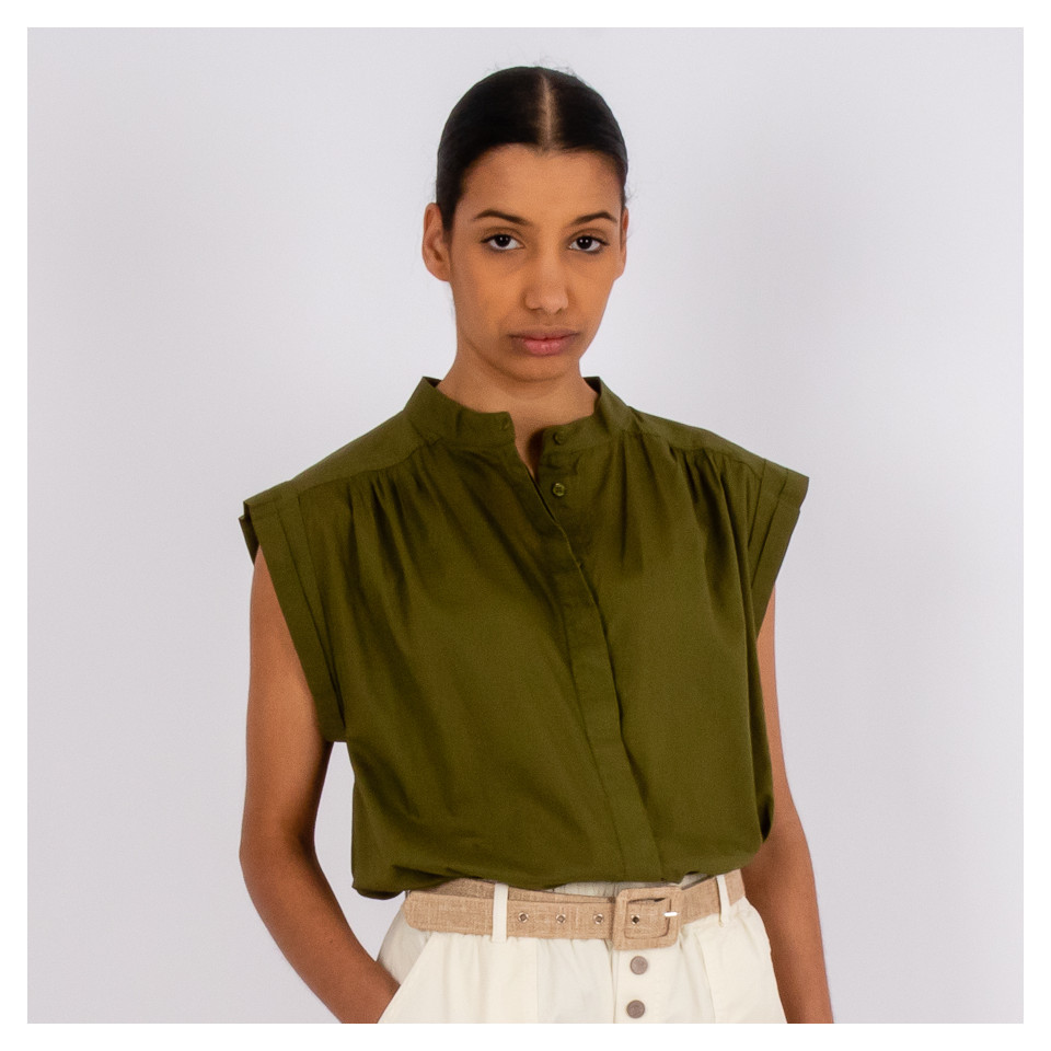 Chemise Sans Manche Amandine Olive Hod Paris