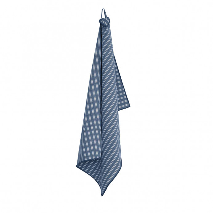 Torchon de Cuisine en Coton Lavé Fines Rayures Bord Surjet LILI - 50X70