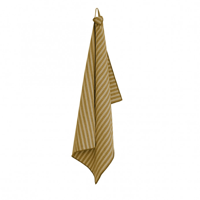 Torchon de Cuisine en Coton Lavé Fines Rayures Bord Surjet LILI - 50X70