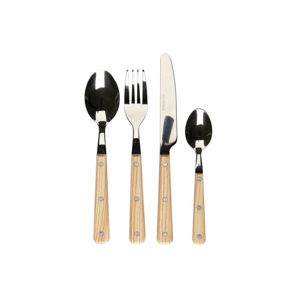 Ménagère 16 couverts Inox et Manche Bois