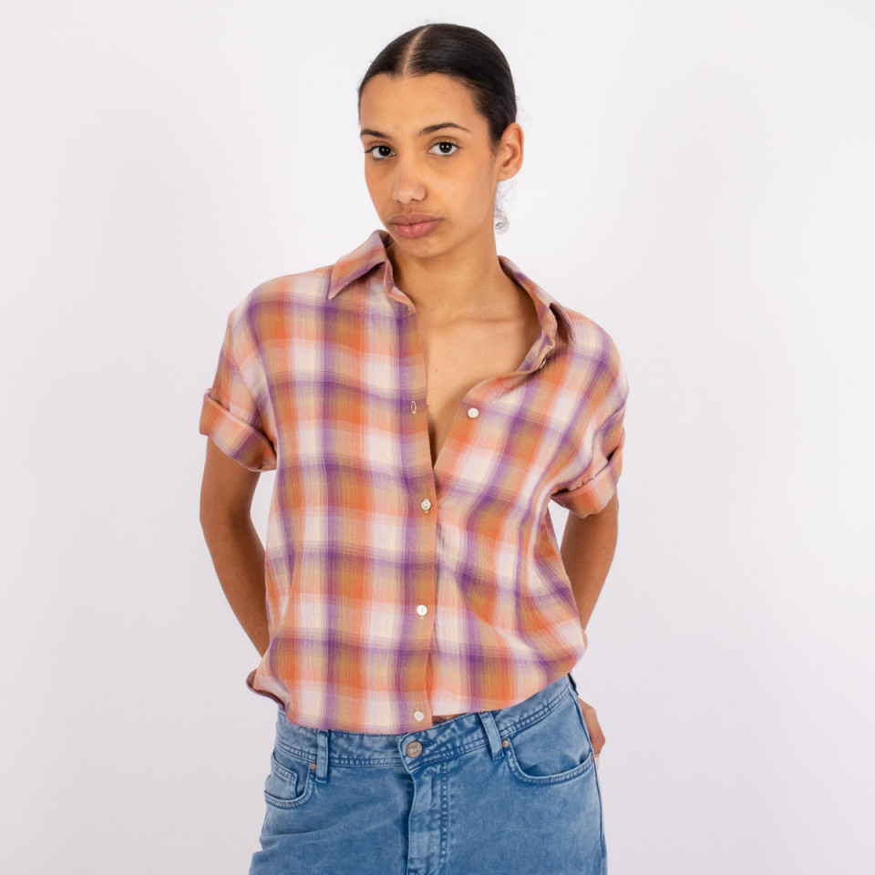 Chemise Manches Courtes Petit Col Leon Ginger check Hod Paris