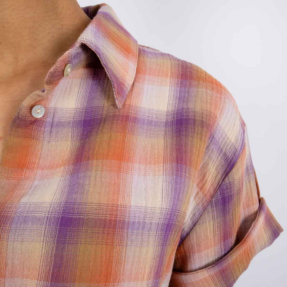 Chemise Manches Courtes Petit Col Leon Ginger check Hod Paris