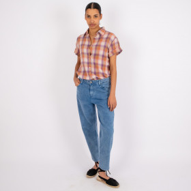 Chemise Manches Courtes Petit Col Leon Ginger check Hod Paris
