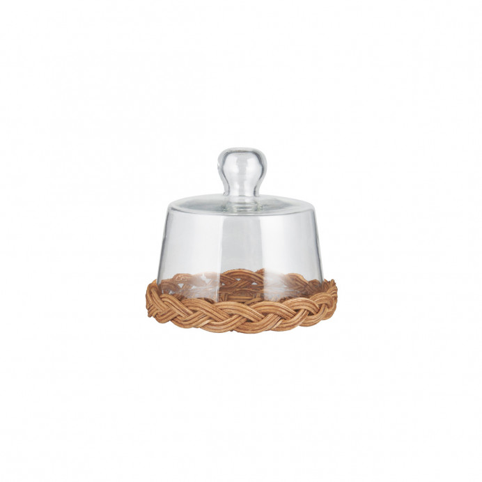 Cloche en Verre sur Base Rotin