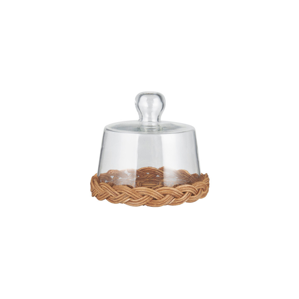 Cloche en Verre sur Base Rotin  