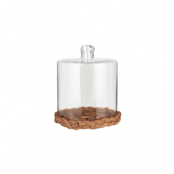 Cloche en Verre sur Base Rotin