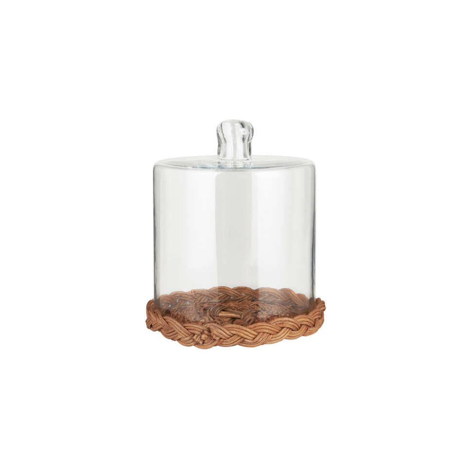 Cloche en Verre sur Base Rotin  