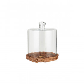 Cloche en Verre sur Base Rotin  