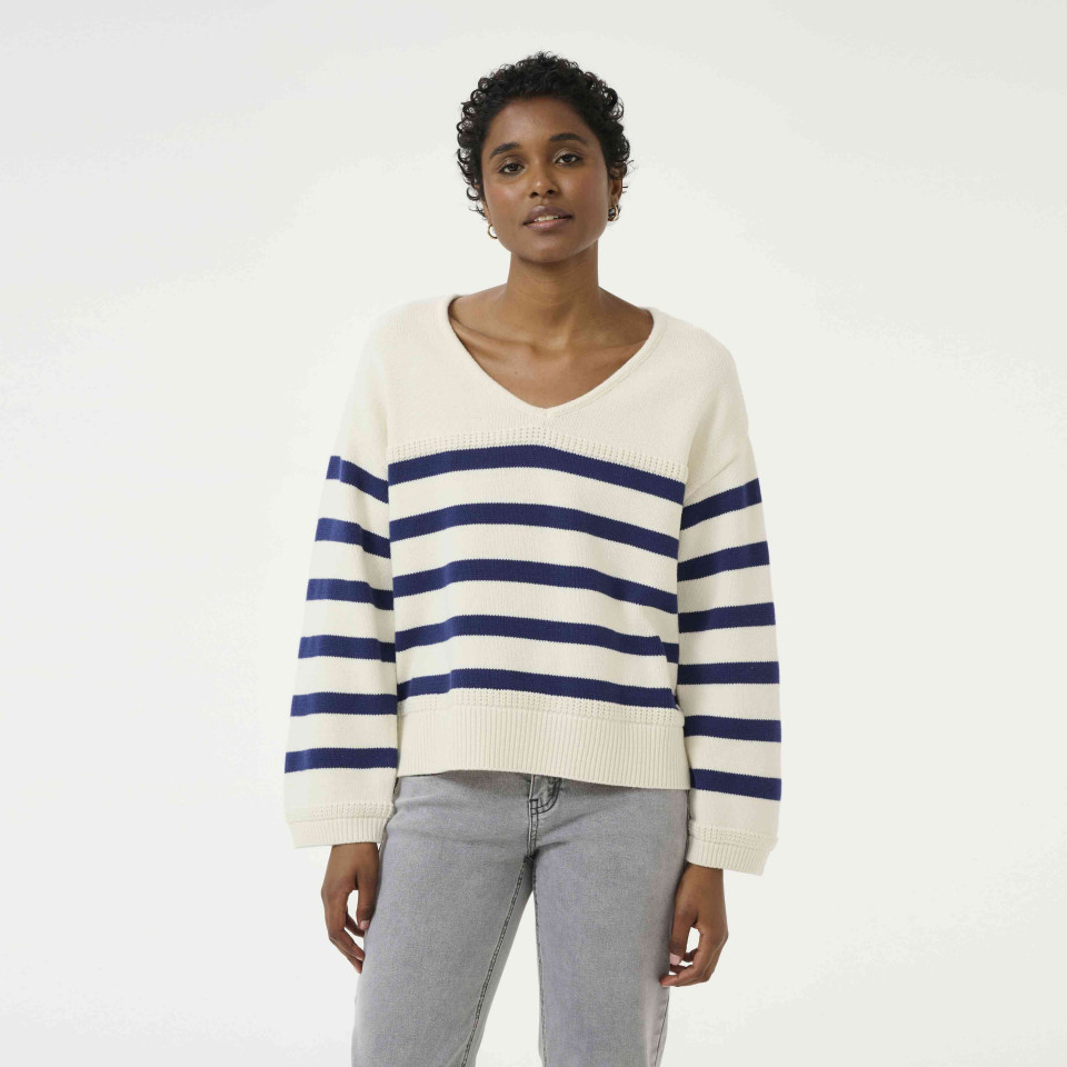 Pull Marinière Coton Col V Muka