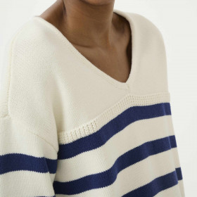 Pull Marinière Coton Col V Muka