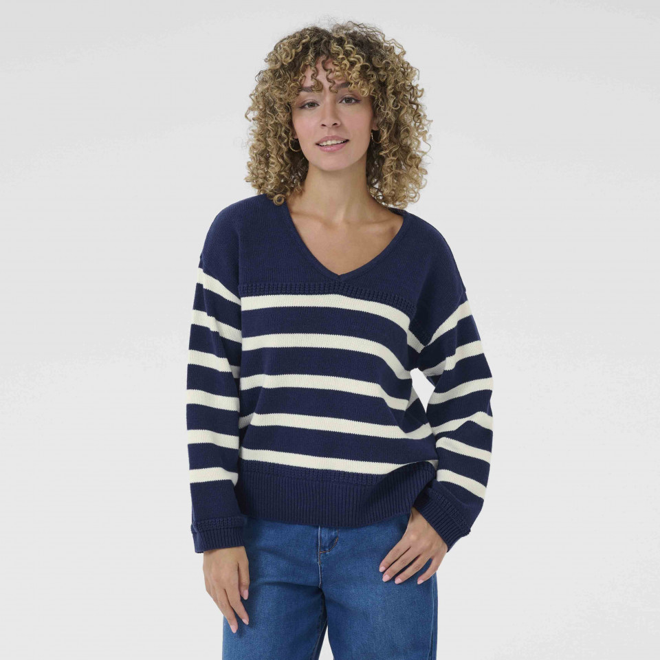 Pull Marinière Coton Col V Muka