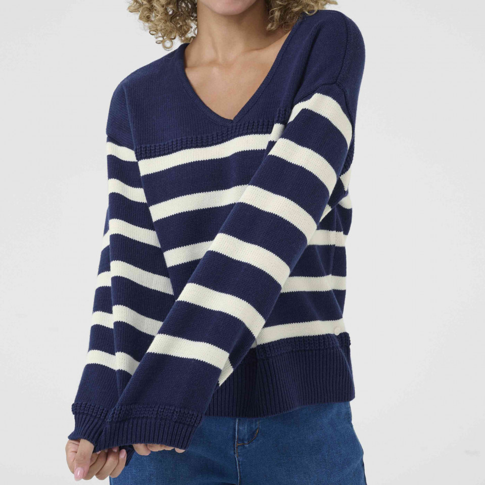 Pull Marinière Coton Col V Muka