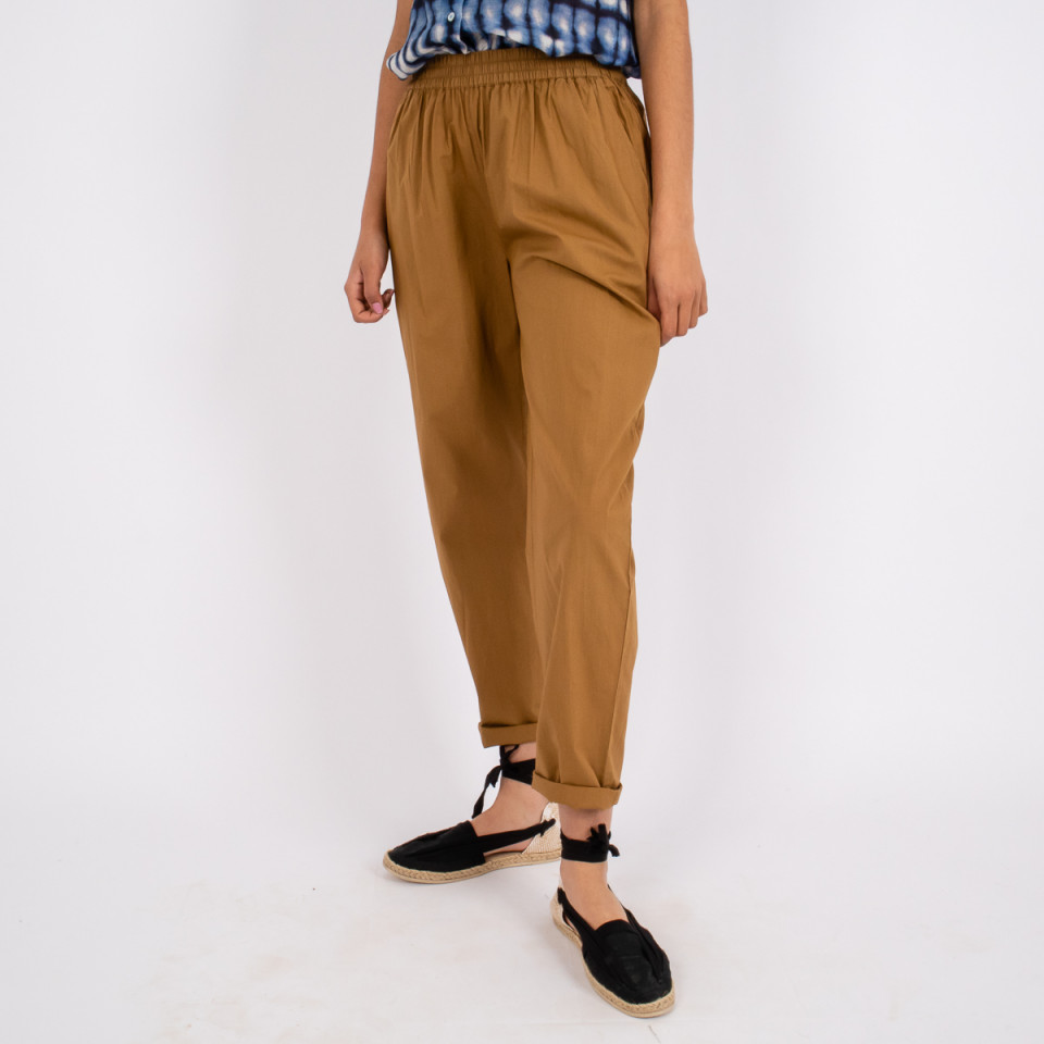 Pantalon Uni Taille Elastiquée Baobab Bronze Hod Paris