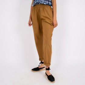 Pantalon Uni Taille Elastiquée Baobab Bronze Hod Paris
