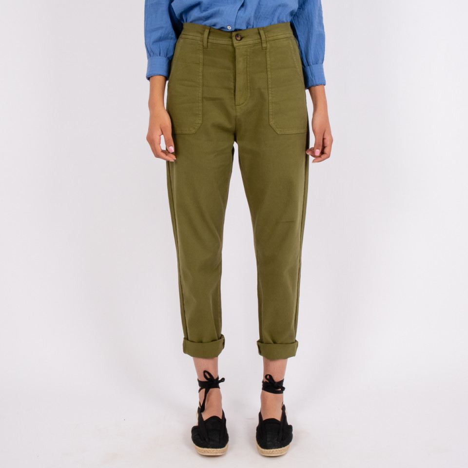 Pantalon Large Poches Plaquées Cality olive Hod Paris
