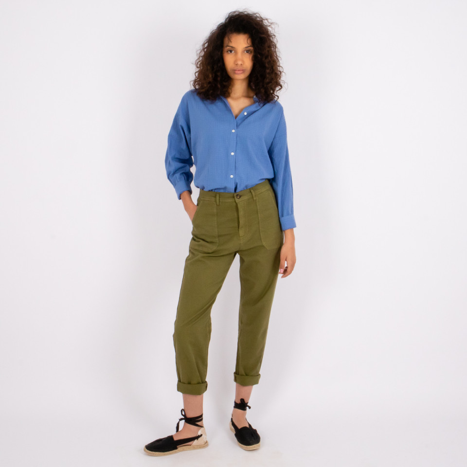 Pantalon Large Poches Plaquées Cality olive Hod Paris
