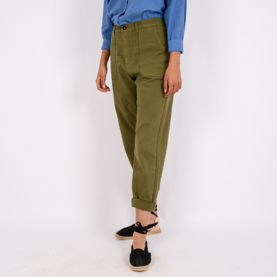 Pantalon Large Poches Plaquées Cality olive Hod Paris