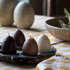 EGG CANDLES Boite de 4 Oeufs Bougie - Marron/Beige/Ivoire 