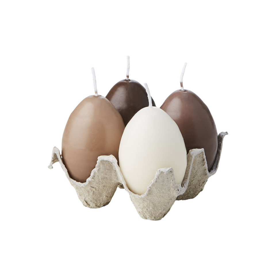 EGG CANDLES Boite de 4 Oeufs Bougie - Marron/Beige/Ivoire