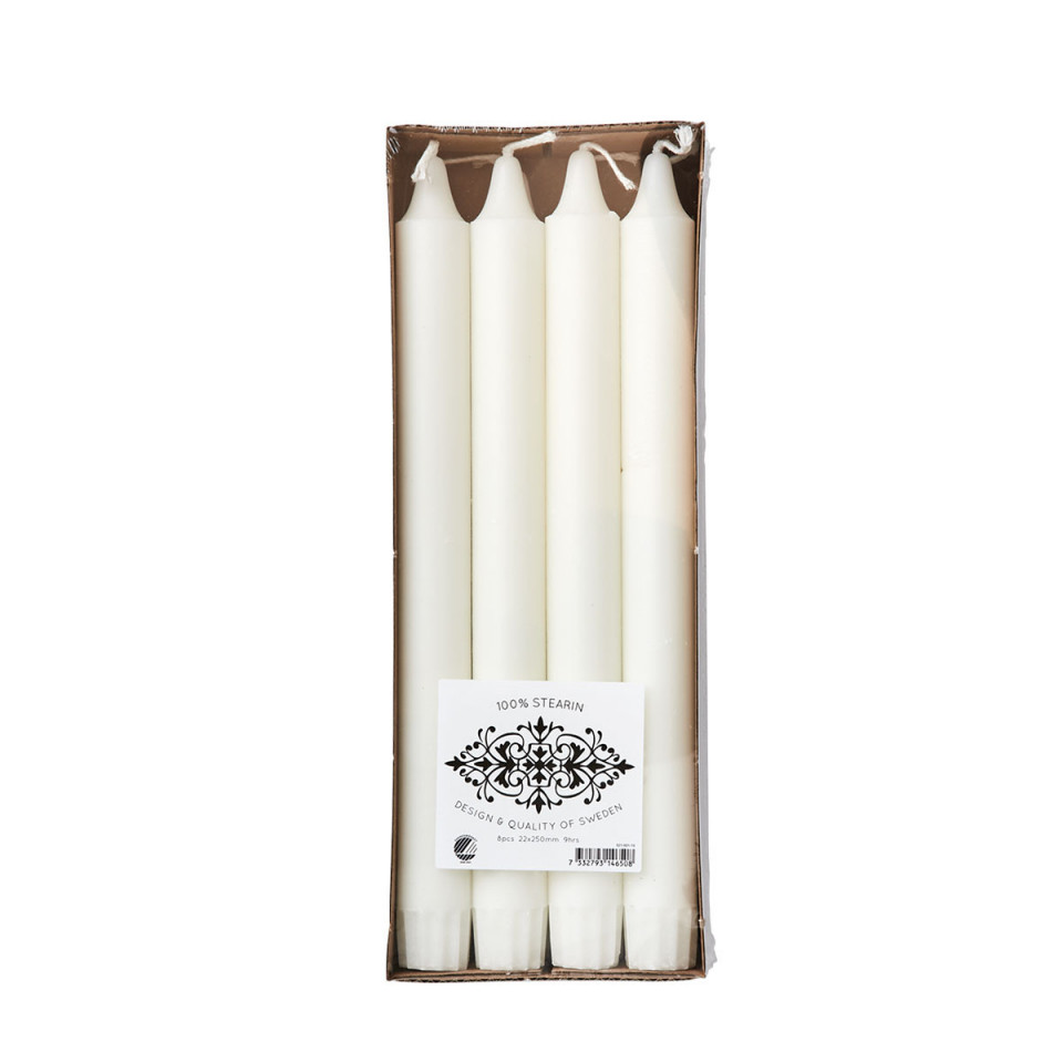 WHITE Boite de 8 Bougies Chandelier Blanc  