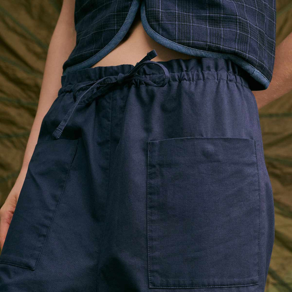 Pantalon Elastique en Coton Babakar navy hod paris