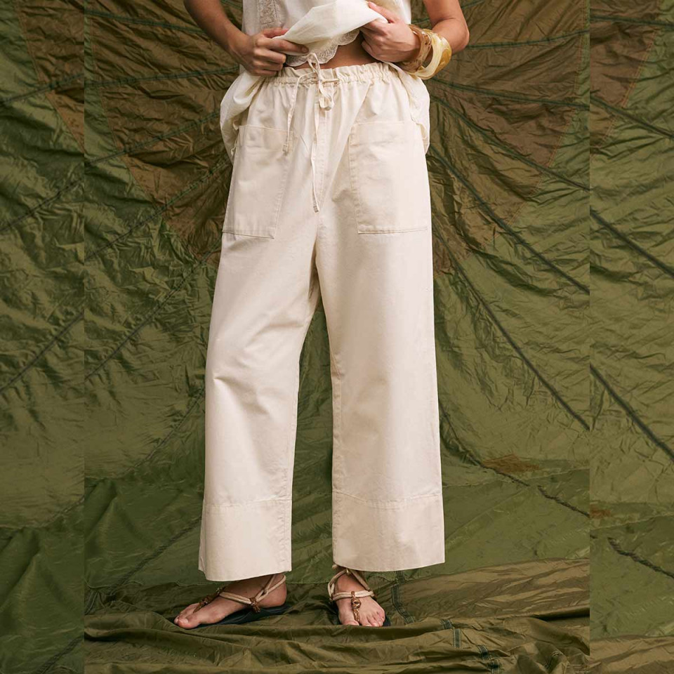 Pantalon Elastique en Coton Babakar cream hod paris