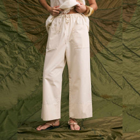 Pantalon Elastique en Coton Babakar cream hod paris
