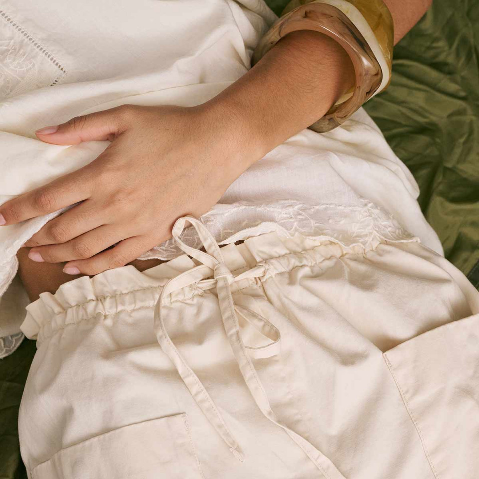 Pantalon Elastique en Coton Babakar cream hod paris