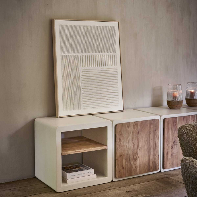 Toile avec Cadre Bois de Pin BLANCHE - Pomax | Impression lin