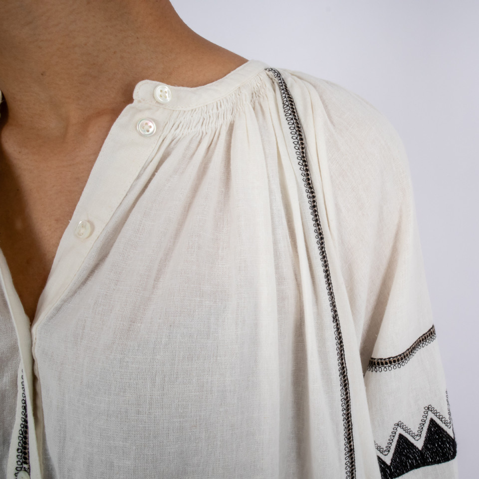 Robe Brodée Leia cream /black Hod Paris