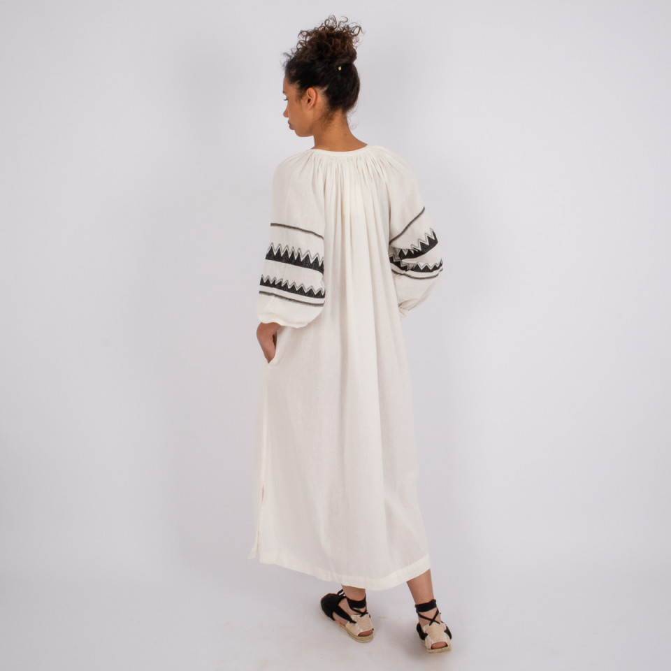 Robe Brodée Leia cream /black Hod Paris