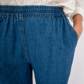 Pantalon Taille Elastiquée Bao Blue Denim Check Hod Paris