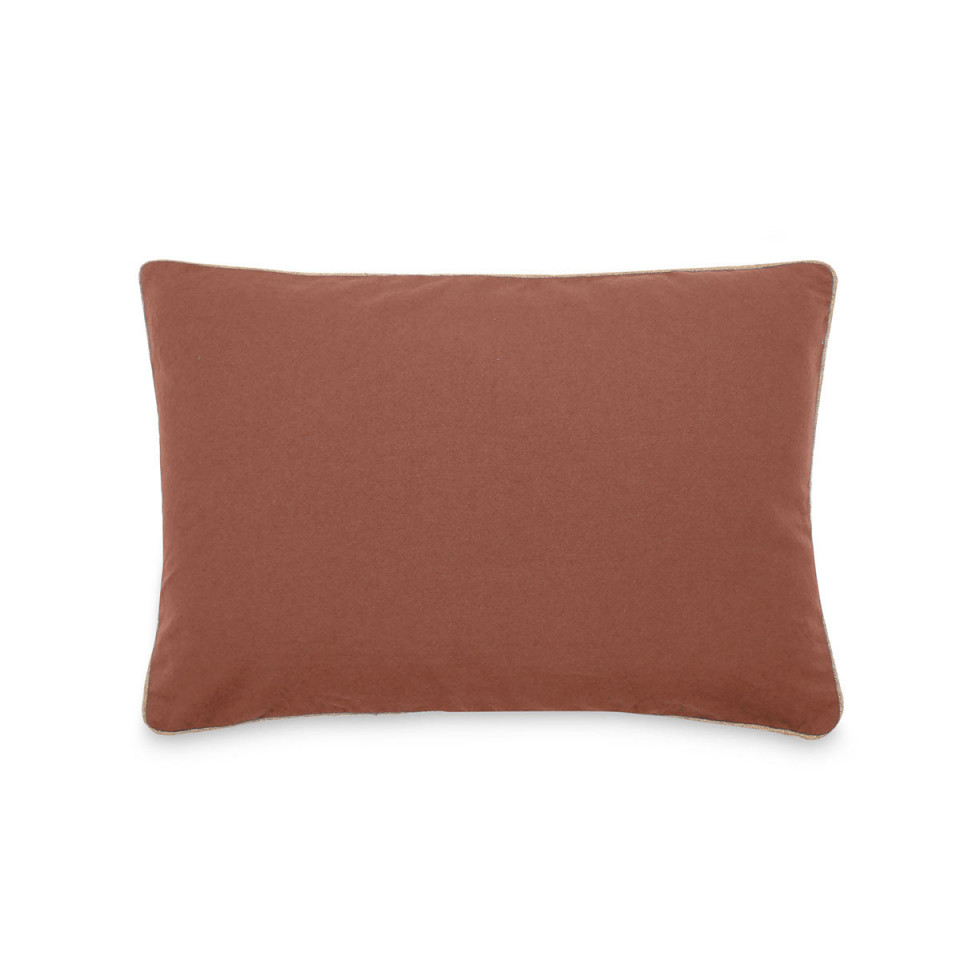 Housse de Coussin Coton Lavé Bord Passepoil Jute Hono  
