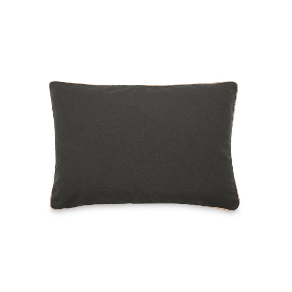 Housse de Coussin Coton Lavé Bord Passepoil Jute Hono  