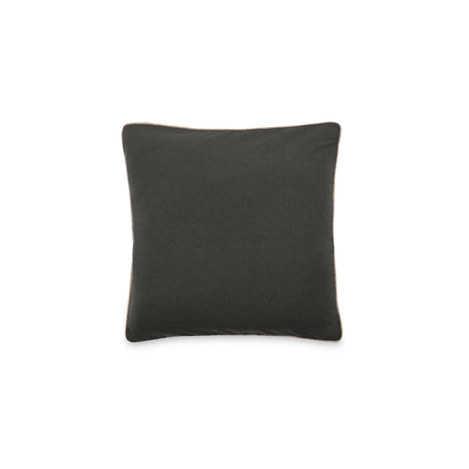 Housse de Coussin Coton Lavé Bord Passepoil Jute Hono  