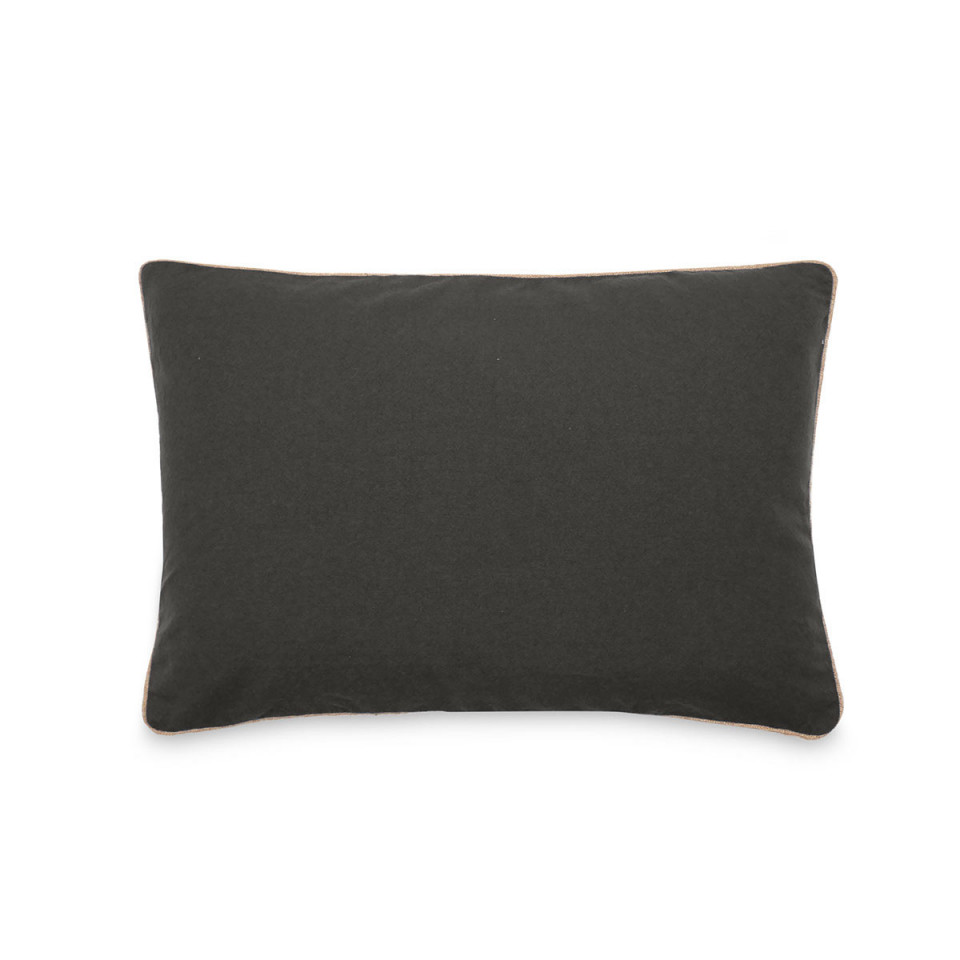 Housse de Coussin Coton Lavé Bord Passepoil Jute Hono  